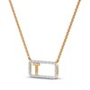 Thumbnail Image 2 of Diamond T Initial Rectangle Necklace 1/10 ct tw 10K Yellow Gold 18"