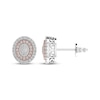 Thumbnail Image 1 of Multi-Diamond Oval Double Halo Earrings 1/5 ct tw Sterling Silver & 10K Rose Gold