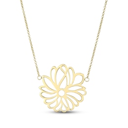 Flower Outline Necklace 18K Yellow Gold-Plated Sterling Silver 18"