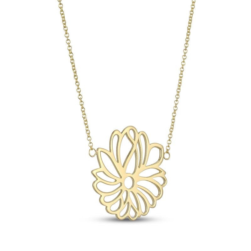 Main Image 2 of Flower Outline Necklace 18K Yellow Gold-Plated Sterling Silver 18"