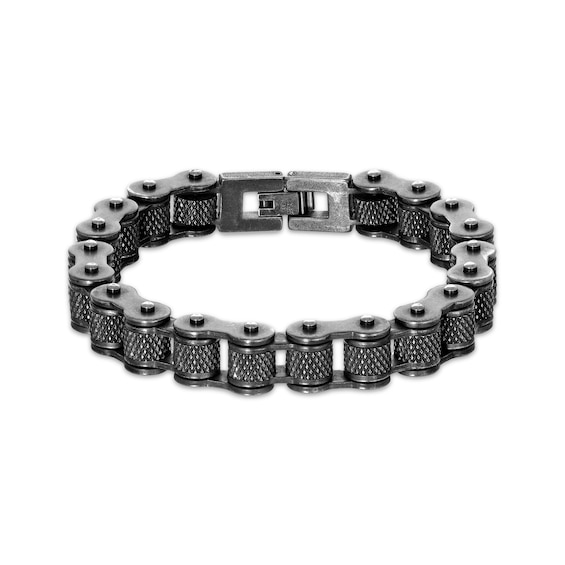 Men's Antique-Finish Bike Chain Link Bracelet Stainless Steel 9"