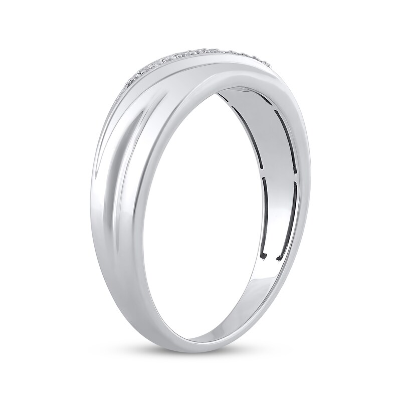 Main Image 2 of Adore Men's Diamond Diagonal Wedding Band 1/20 ct tw 10K White Gold 6.1mm