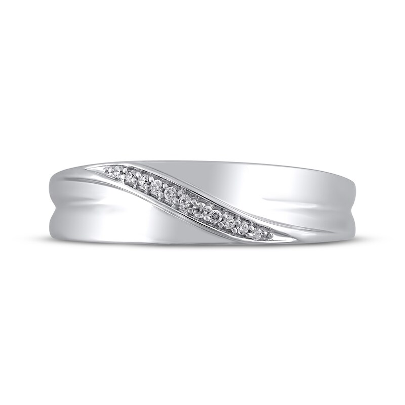 Main Image 3 of Adore Men's Diamond Diagonal Wedding Band 1/20 ct tw 10K White Gold 6.1mm