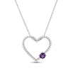Thumbnail Image 1 of Amethyst & White Lab-Created Sapphire Heart Necklace Sterling Silver 18"