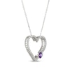 Thumbnail Image 2 of Amethyst & White Lab-Created Sapphire Heart Necklace Sterling Silver 18"