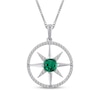 Thumbnail Image 1 of Lab-Created Emerald & White Lab-Created Sapphire Star Circle Necklace Sterling Silver 18"