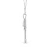 Thumbnail Image 2 of Heart-Shaped Lab-Created Opal & White Lab-Created Sapphire Key Necklace Sterling Silver 18"