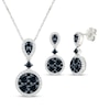 Thumbnail Image 1 of Black & White Multi-Diamond Teardrop & Circle Gift Set 1-1/4 ct tw Sterling Silver