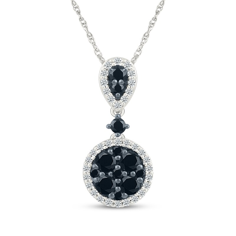 Main Image 2 of Black & White Multi-Diamond Teardrop & Circle Gift Set 1-1/4 ct tw Sterling Silver
