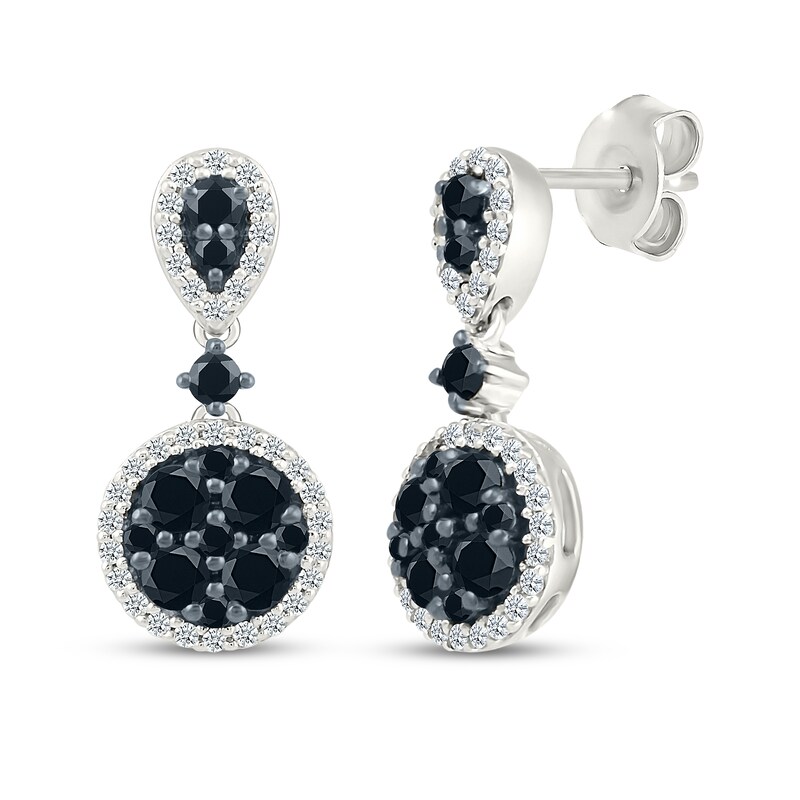 Main Image 3 of Black & White Multi-Diamond Teardrop & Circle Gift Set 1-1/4 ct tw Sterling Silver