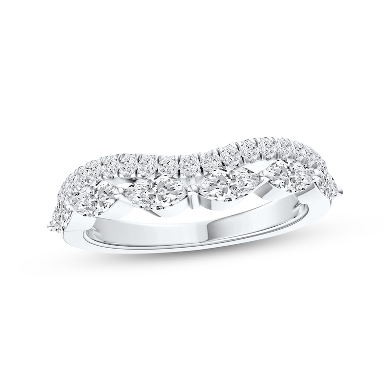 Main Image 1 of Adore Marquise & Round-Cut Diamond Contour Anniversary Ring 3/4 ct tw 14K White Gold