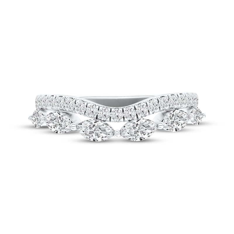 Main Image 4 of Adore Marquise & Round-Cut Diamond Contour Anniversary Ring 3/4 ct tw 14K White Gold