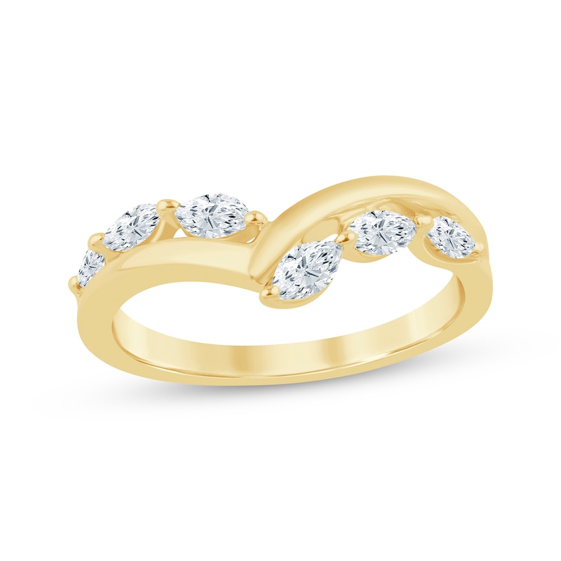 Main Image 1 of Adore Marquise-Cut Lab-Grown Diamond Anniversary Ring 1/2 ct tw 14K Yellow Gold