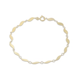 Wavy Flame Link Bracelet 10K Yellow Gold 7.5"