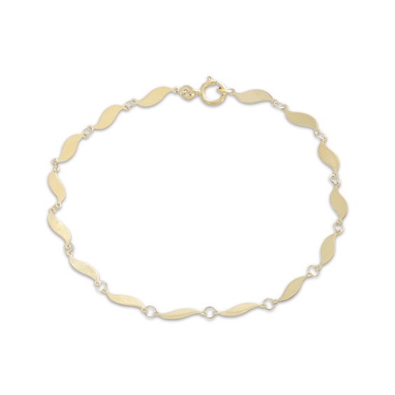Wavy Flame Link Bracelet 10K Yellow Gold 7.5"