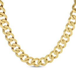 9.6mm Flat Curb Chain Necklace Solid 10K Yellow Gold 22"