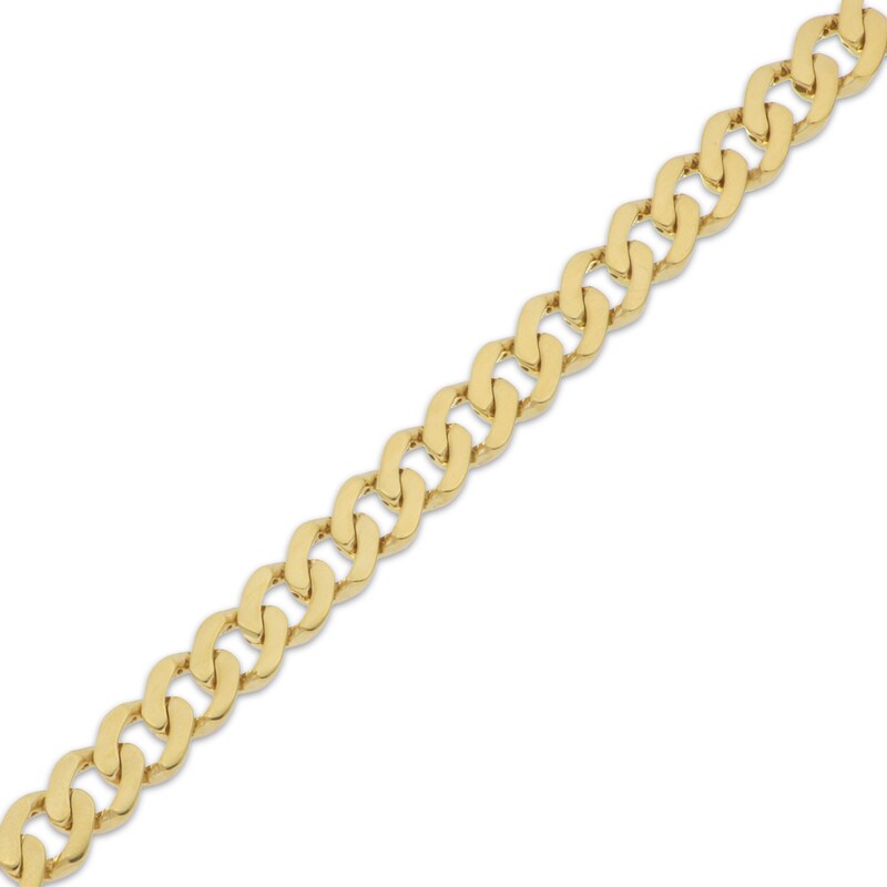 Main Image 2 of 9.6mm Flat Curb Chain Necklace Solid 10K Yellow Gold 22"