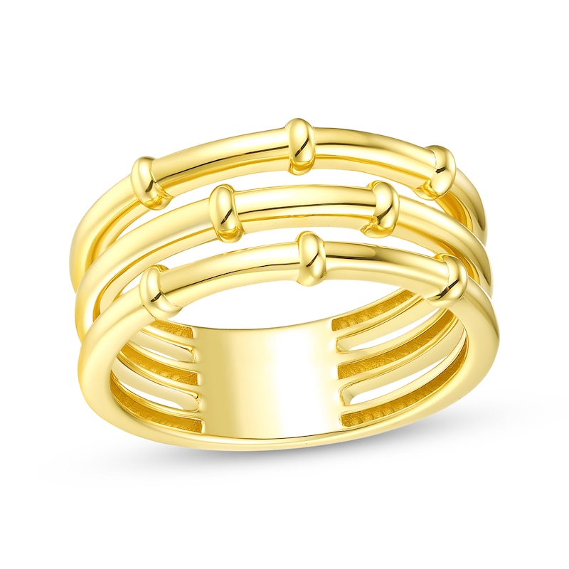 Main Image 1 of Faux Stack Beaded Ring 24K Yellow Gold Vermeil Sterling Silver