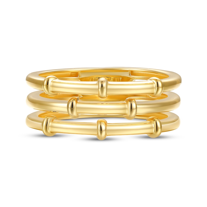 Main Image 2 of Faux Stack Beaded Ring 24K Yellow Gold Vermeil Sterling Silver