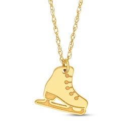 Ice Skate Necklace 14K Yellow Gold 18"