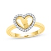 Thumbnail Image 1 of Lab-Grown Diamond Heart Halo Ring 1/8 ct tw 24K Yellow Gold Vermeil Sterling Silver