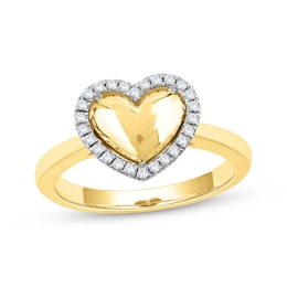 Lab-Grown Diamond Heart Halo Ring 1/8 ct tw 24K Yellow Gold Vermeil Sterling Silver