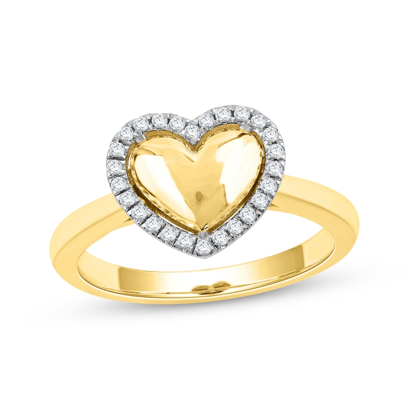 Main Image 1 of Lab-Grown Diamond Heart Halo Ring 1/8 ct tw 24K Yellow Gold Vermeil Sterling Silver