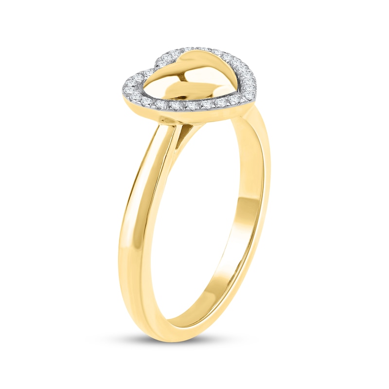 Main Image 2 of Lab-Grown Diamond Heart Halo Ring 1/8 ct tw 24K Yellow Gold Vermeil Sterling Silver
