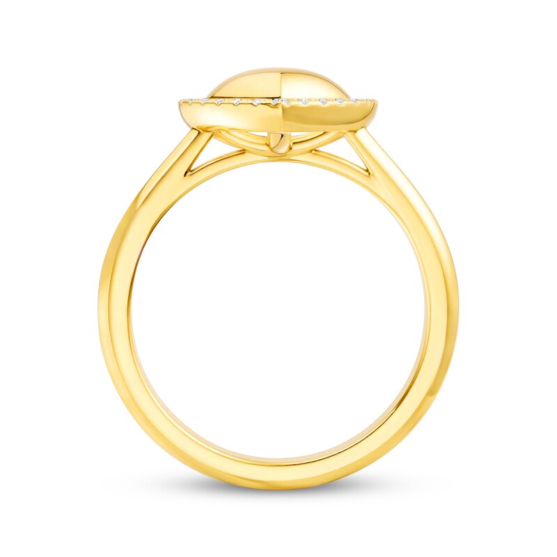 Main Image 3 of Lab-Grown Diamond Heart Halo Ring 1/8 ct tw 24K Yellow Gold Vermeil Sterling Silver