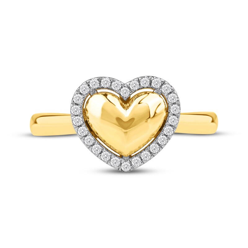 Main Image 4 of Lab-Grown Diamond Heart Halo Ring 1/8 ct tw 24K Yellow Gold Vermeil Sterling Silver
