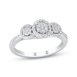 Adore Round-Cut Multi-Diamond Three-Stone Engagement Ring 1/4 ct tw 10K White Gold