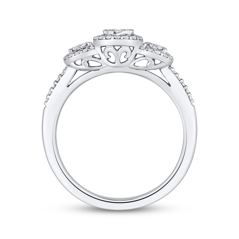 Main Image 2 of Adore Round-Cut Multi-Diamond Three-Stone Engagement Ring 1/4 ct tw 10K White Gold
