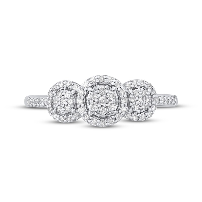 Main Image 3 of Adore Round-Cut Multi-Diamond Three-Stone Engagement Ring 1/4 ct tw 10K White Gold