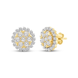 Multi-Diamond Stud Earrings 1-1/2 ct tw 10K Yellow Gold
