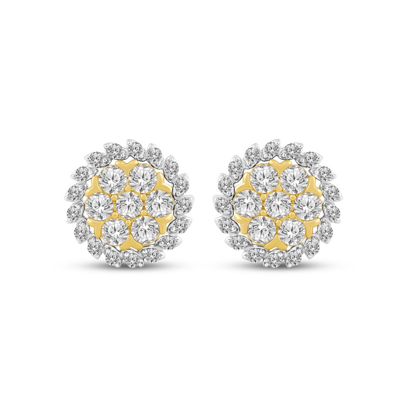 Main Image 2 of Multi-Diamond Stud Earrings 1-1/2 ct tw 10K Yellow Gold