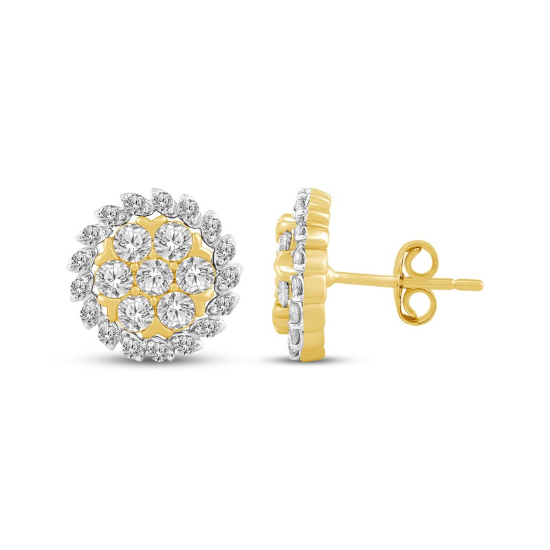 Main Image 3 of Multi-Diamond Stud Earrings 1-1/2 ct tw 10K Yellow Gold