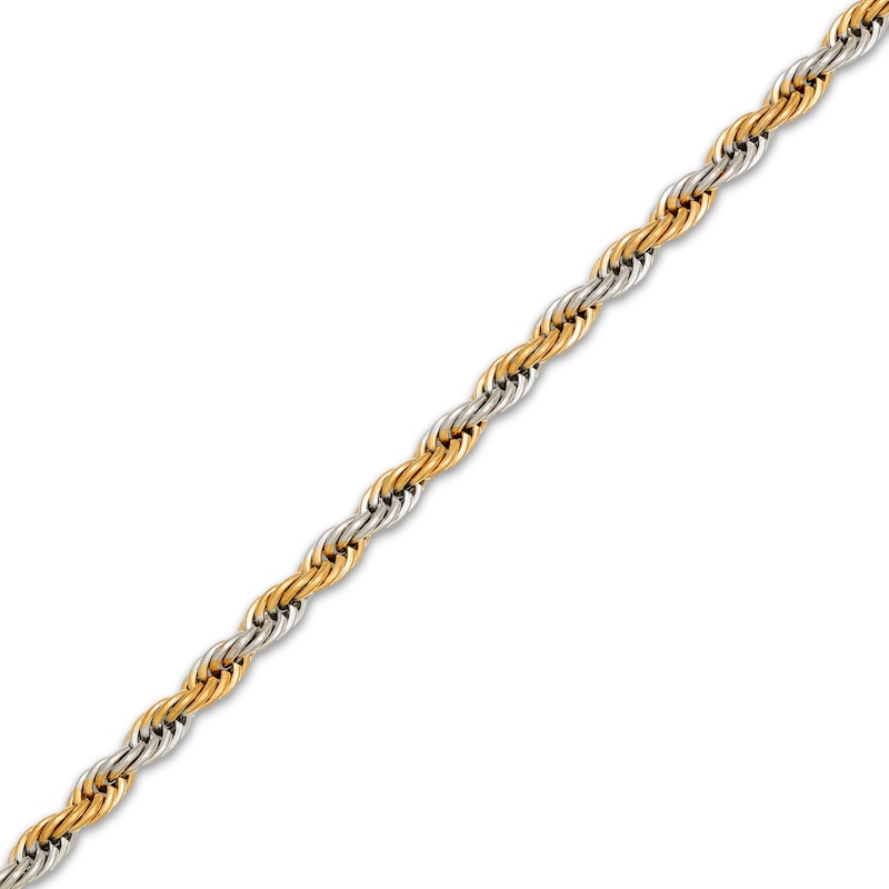 Main Image 2 of Rope Chain Necklace 4mm Solid Stainless Steel & Yellow Ion Plating 22"