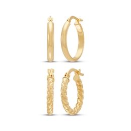 Hoop Earrings Set 10K Yellow Gold