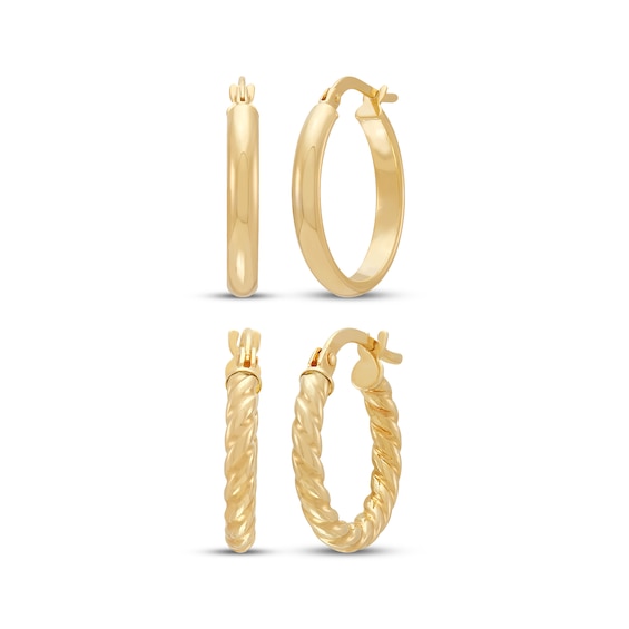 Hoop Earrings Set 10K Yellow Gold