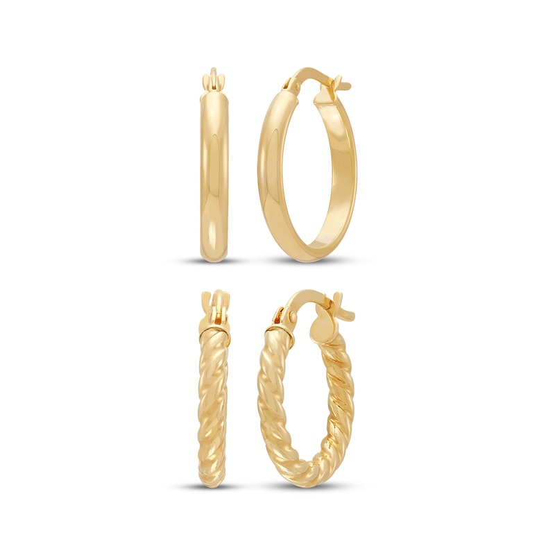 Main Image 1 of Hoop Earrings Set 10K Yellow Gold