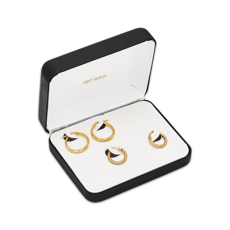 Main Image 9 of Hoop Earrings Set 10K Yellow Gold