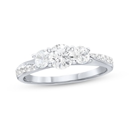Adore Round-Cut Diamond Three-Stone Engagement Ring 1 ct tw 10K White Gold