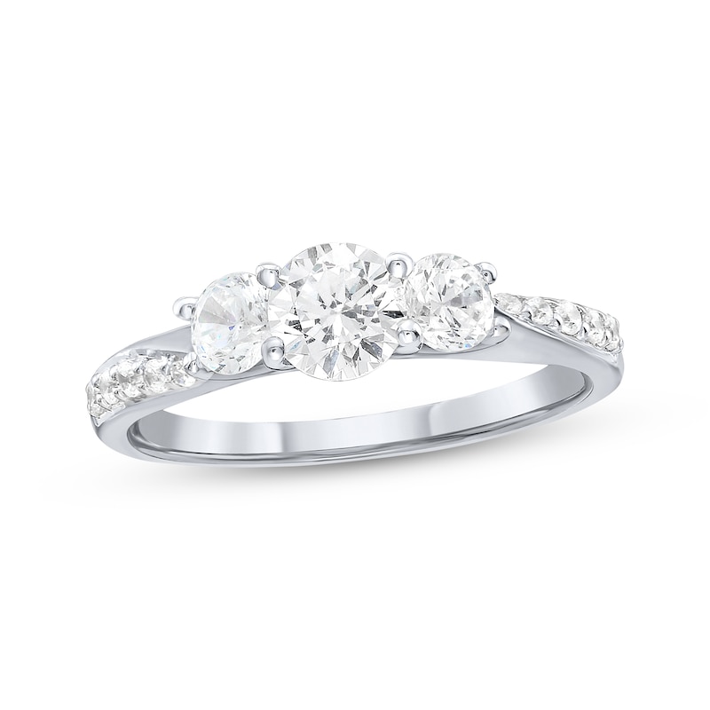 Main Image 1 of Adore Round-Cut Diamond Three-Stone Engagement Ring 1 ct tw 10K White Gold