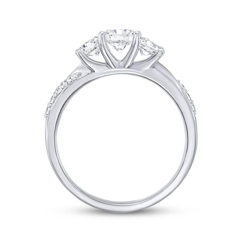 Main Image 3 of Adore Round-Cut Diamond Three-Stone Engagement Ring 1 ct tw 10K White Gold