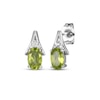 Thumbnail Image 1 of Oval-Cut Peridot & White Lab-Created Sapphire Drop Earrings Sterling Silver