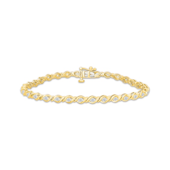 KAY Lab-Grown Diamonds Twist Link Bracelet 1 ct tw 10K Yellow Gold 7.25"