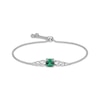 Thumbnail Image 1 of Cushion-Cut Lab-Created Emerald & White Lab-Created Sapphire Bolo Bracelet Sterling Silver