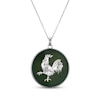 Thumbnail Image 1 of Nephrite Jade Year of the Rooster Chinese Zodiac Necklace Sterling Silver 18"