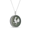 Thumbnail Image 2 of Nephrite Jade Year of the Rooster Chinese Zodiac Necklace Sterling Silver 18"