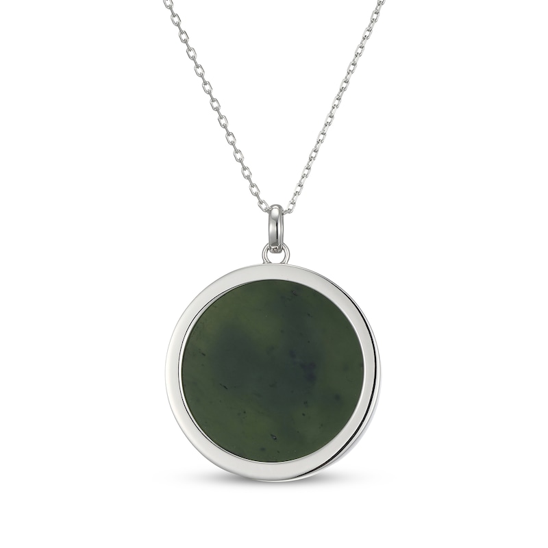Main Image 3 of Nephrite Jade Year of the Rooster Chinese Zodiac Necklace Sterling Silver 18"
